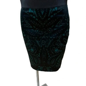 Express Black & Green Satin Pencil Skirt!